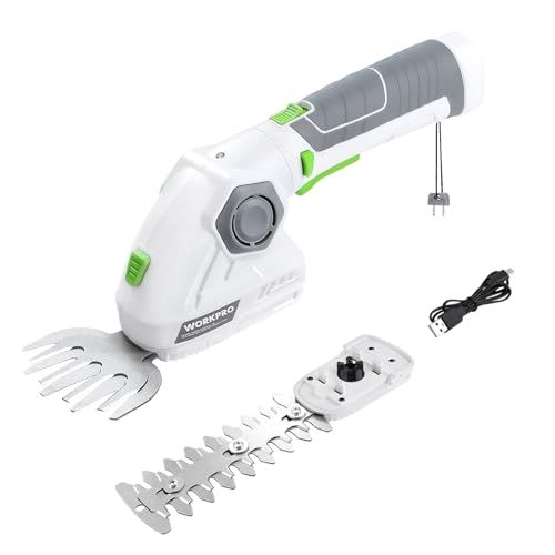 WORKPRO 三重安全ロック 7 2 V充電式 芝生バリカン ガーデンバリカン 生垣バリカン 芝刈り機 無負荷運転80分 ハンドル180度調整 ブレード 付 Type C充電ポート付 バリカン刈幅97 mm トリマー刈長さ140 最大切断径7 8 m