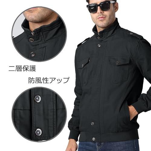 KEFITEVD ジャケット メンズ 冬 ミリタリー 大きいサイズ 防寒着 作業着 カーゴジャケット アウトドア ブルゾン 無地 ジャンパー バイク カジュアル 秋服 彡
