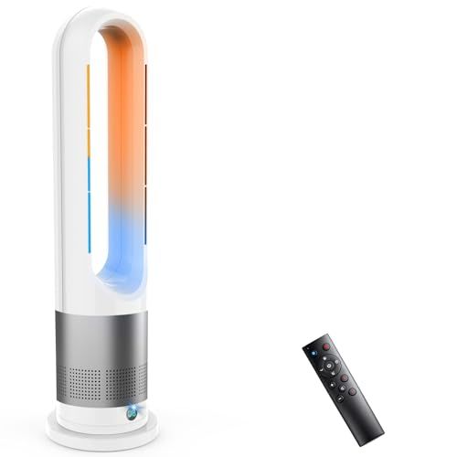 セラミックヒーター 【?暖兼用・羽根なし・節電】暖房器具 省エネ 電気 大風量 速暖 3段階温風と8段階冷風 100°首振り 9hタイマー付 リモコン付 冷暖房 強風＆微風＆静音 30w/1100w セラミックファンヒーター DCモーター 転倒&過熱OFF★m