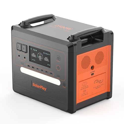 SolarPlay 2500 W ポータブル電源 大容量 2300 Wh 720000 mAh リン酸鉄リチウム電池採用 1 5時間満充電 AC 瞬間最大5000 DC USB XT 60出力 14台機器同時充電 50 Hz 60 弦波 MP m