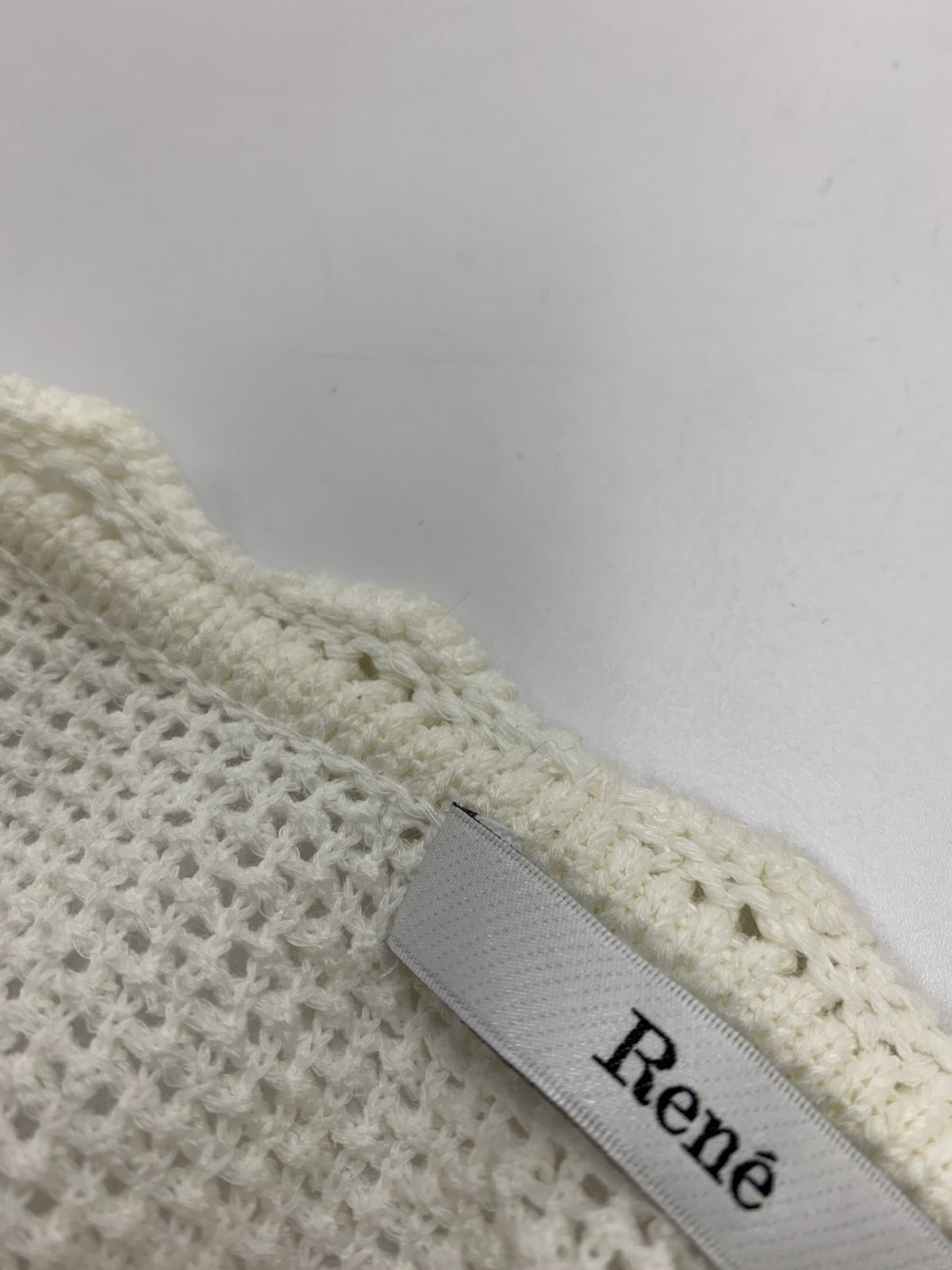 ルネ 6122150 カーディガン 38 ホワイト 鹿の子編み リボン パール  