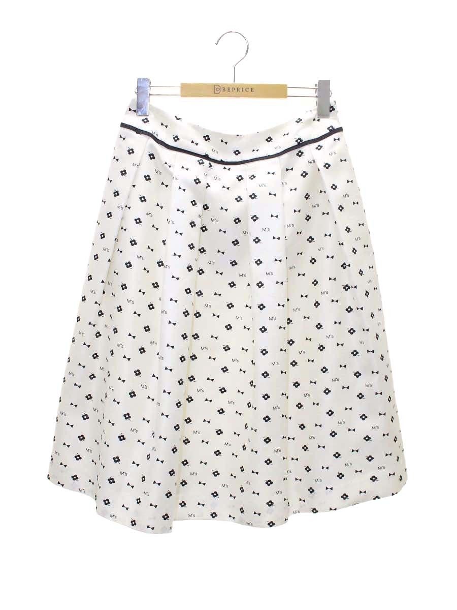 エムズグレイシー 417101 スカート 40 ホワイト フラワー リボン