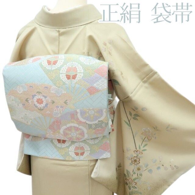 百華❀O-200◇正絹 蝶 華文 桐 菊 七宝 着物 袋帯 - メルカリ