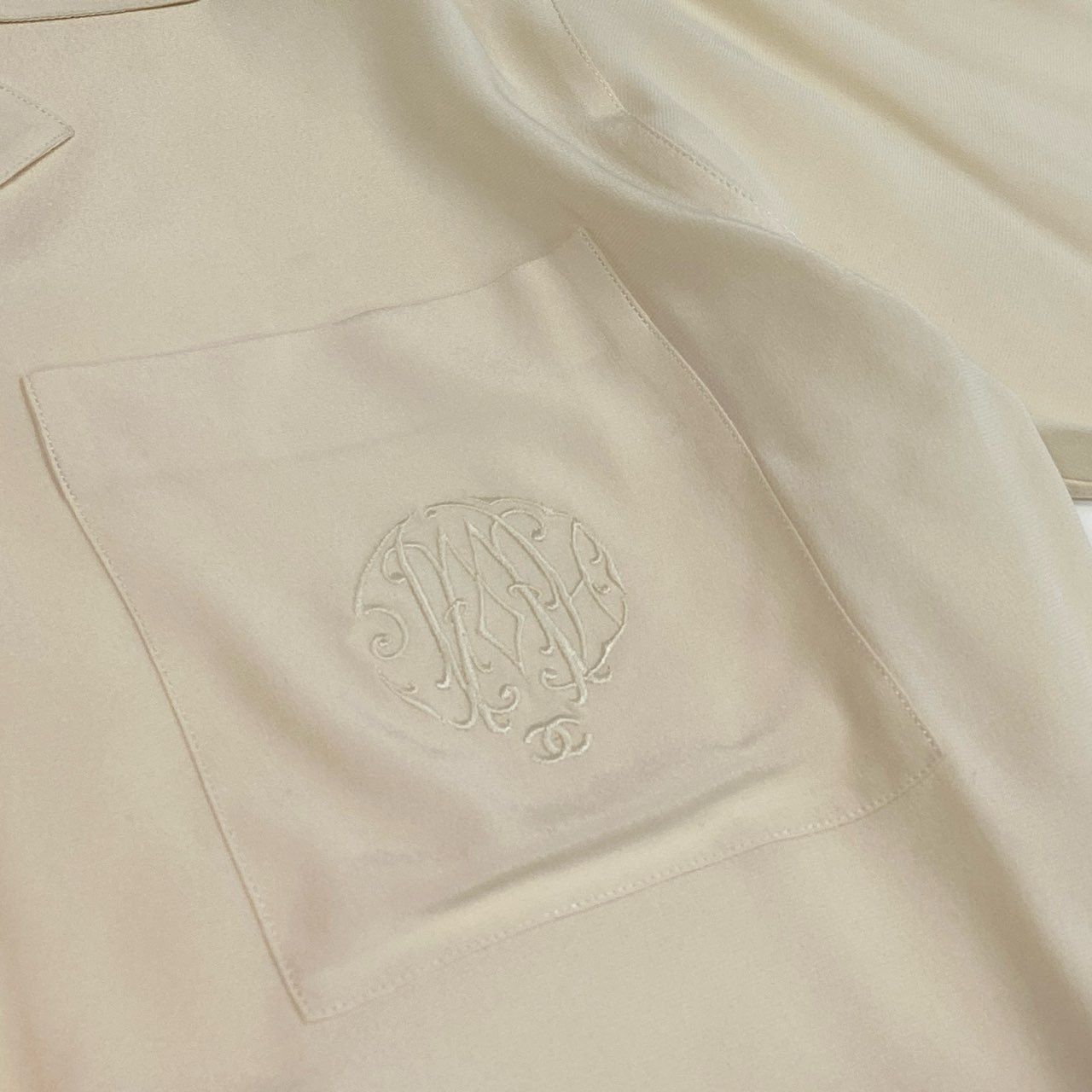 10a13 CHANEL シャネル ロングスリーブシャツ オープンカラー シルク
