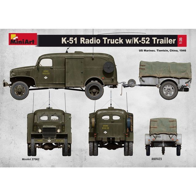 新品 ミニアート 1/35 K51 通信トラック K-52 トレーラー付属
