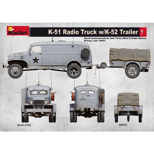 新品 ミニアート 1/35 K51 通信トラック K-52 トレーラー付属