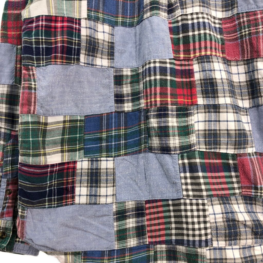 90年代 Eddie Bauer エディーバウアー パッチワーク 長袖シャツ アウトドア マルチカラー(メンズ M)中古 古着 V6082 90年代 Eddie Bauer エディーバウアー パッチワーク 長袖シャツ