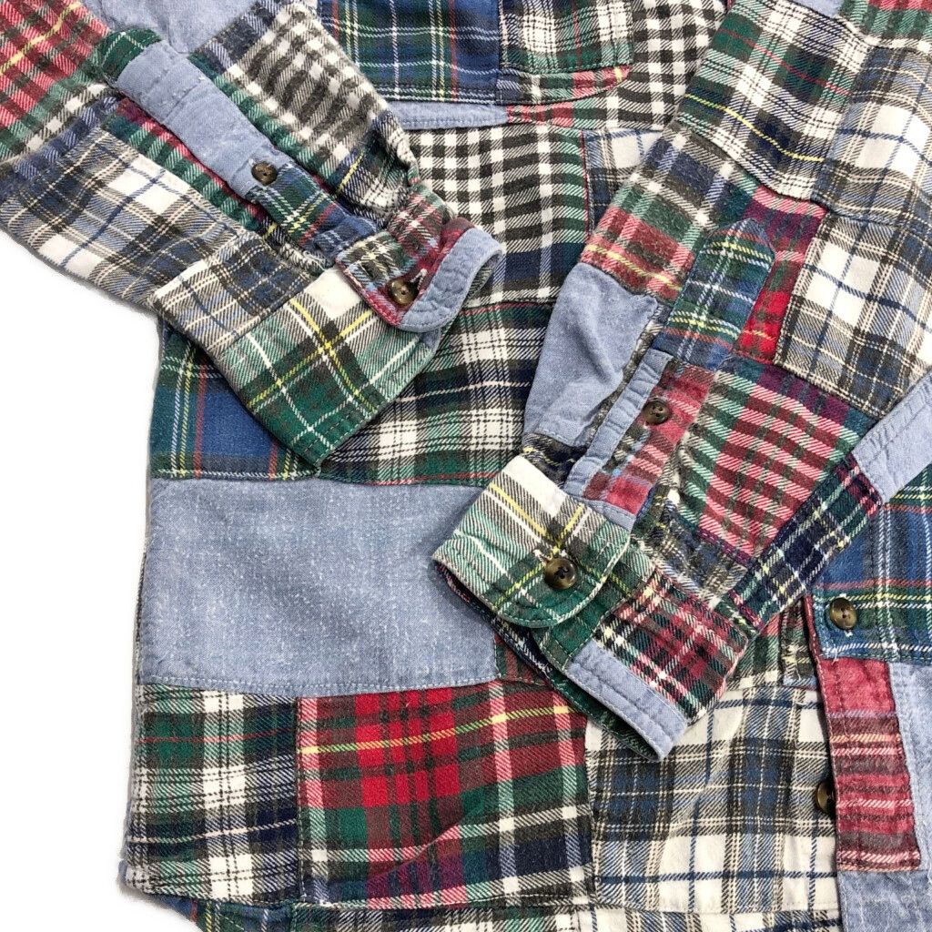 90年代 Eddie Bauer エディーバウアー パッチワーク 長袖シャツ