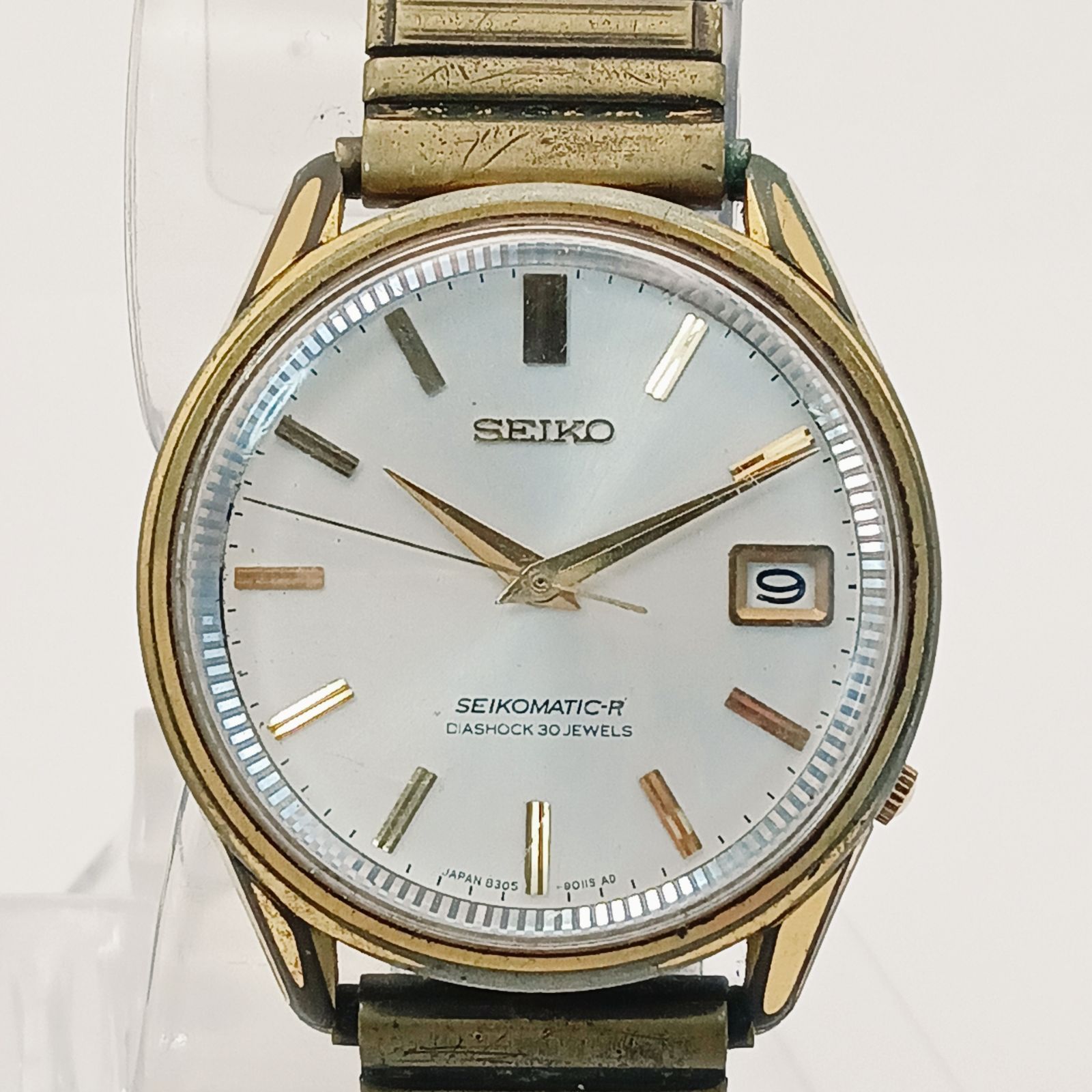 稼働 0114 2 SEIKO SEIKOMATIC R セイコー セイコーマチックR 8305 9010 メンズ腕時計 自動巻き デイト ゴールド色