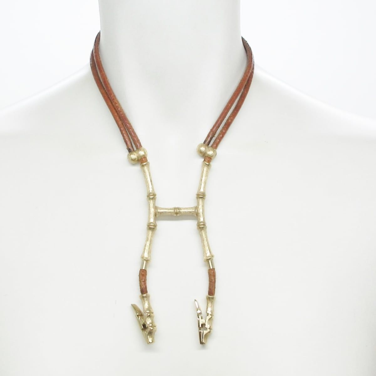 HERMES(エルメス) ネックレス バンブーアッシュ レザー ブラウン