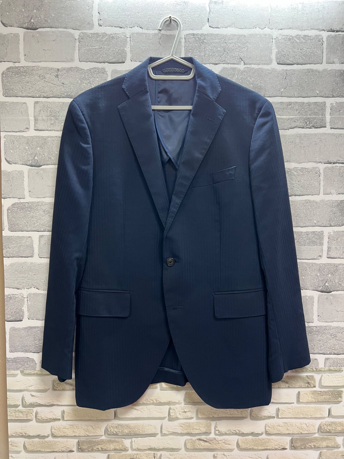H3-35】◇ THE SUIT COMPANY 170cm-6Dropサイズ パンツスーツ 紺色
