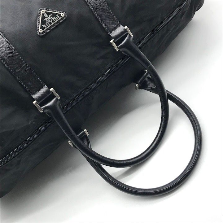 良品 PRADA プラダ 三角ロゴ プレート サフィアーノ レザー ナイロン