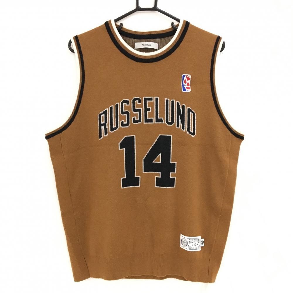 ラッセルノ Russeluno ゴルフ メンズ ニットベスト ラッセルノ ニットベスト ブラウン×黒×白 ウール混 メンズ 6(XL