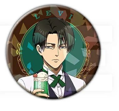 進撃の巨人 トレーディングホログラム缶バッジ Ver.喫茶店 リヴァイ B