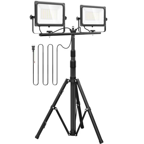 LED投光器 作業灯 ledワークライト 100 W 16000 LM高輝度 三脚付きスタンドライト V 5 Mコード アース付きプラグ 広角180度 昼光色 長寿命 防水IP 67 集魚灯 防犯灯 駐車場灯 m