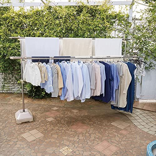 ベストコ ステンレス 物干し台 幅33 奥行80 高さ115 179 cm 伸縮式 ブロー台付 ライトグレー NY 270 m