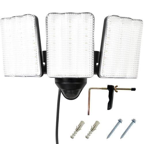 DAISHIN センサーライト コンセント式 DLA 17 T 300 屋外用 人感 LED AC 100 V 3灯式 電源 防犯 ライト 外灯 防水規格 防雨型 人感センサーライト 外 人感センサー 駐車場 ガレージ 庭 玄関 灯 明るい 広範囲 ネジ止め 家 m