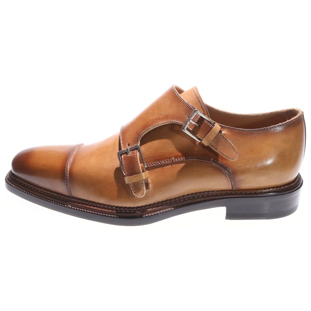 新品購入未使用　ステファノ・ブランキーニ　ダブルモンク　レザーシューズ　ブラウン STEFANO BRANCHINI (ステファノブランキーニ) Double Monk Strap