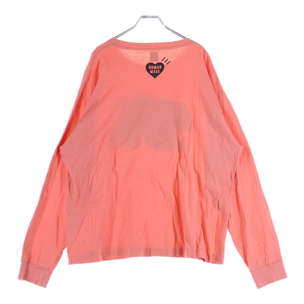 HUMAN MADE 長袖カットソー ピンク HUMAN MADE (ヒューマンメイド) フロントベアープリント クルーネック