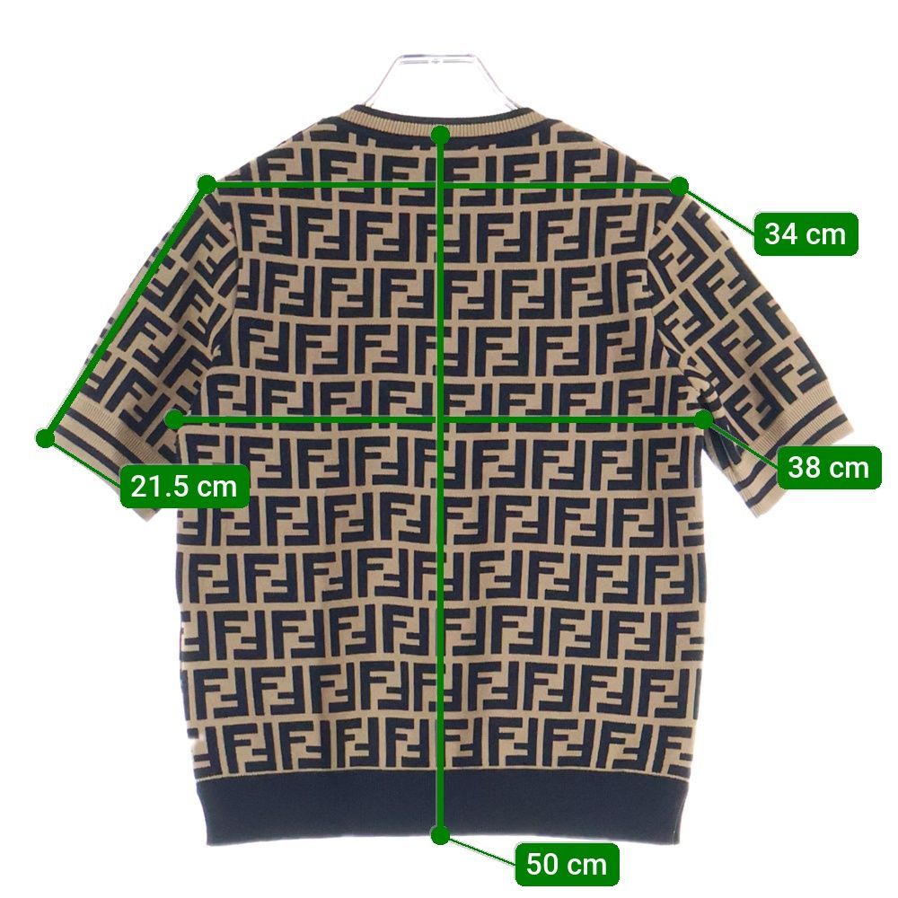 FENDI (フェンディ) ズッカ柄 クルーネック半袖ニット レディース