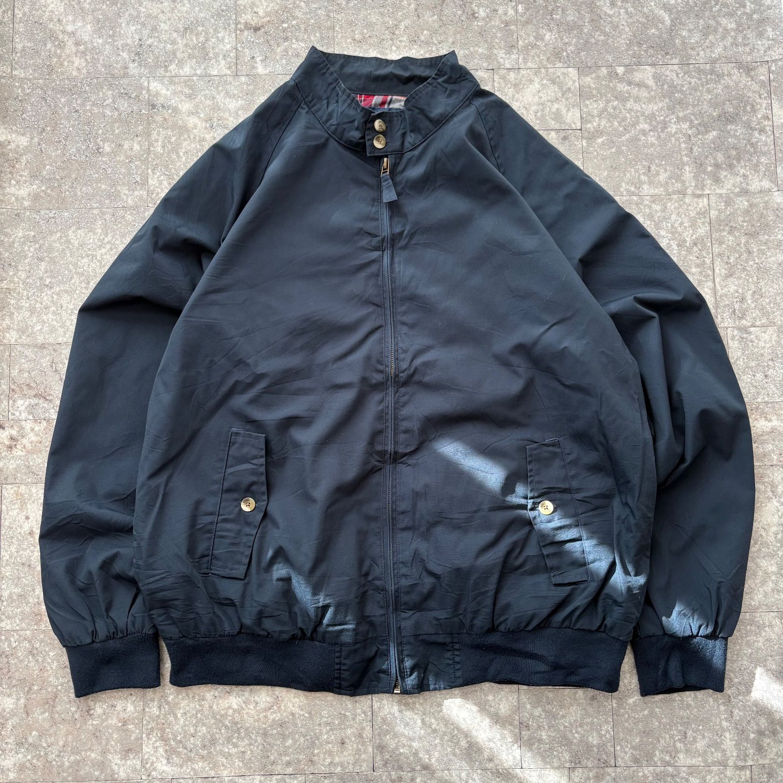 古着 90s スイングトップ 短丈 ジャケット ブルゾン ブルー チェック