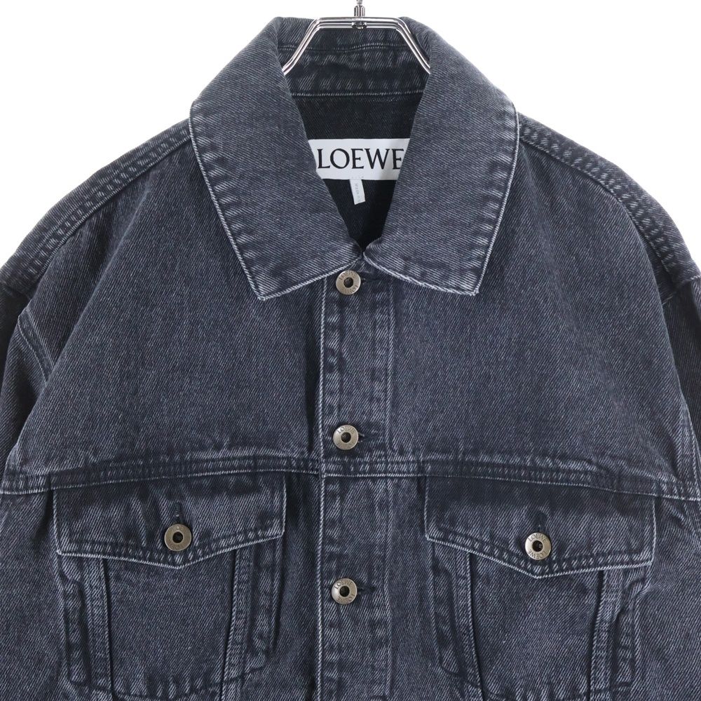 LOEWE (ロエベ) アナグラムトラッカーデニムジャケット ブラック