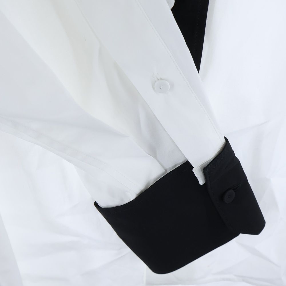 PRADA (プラダ) コットントライアングルロゴ 長袖シャツ ホワイト ACU1