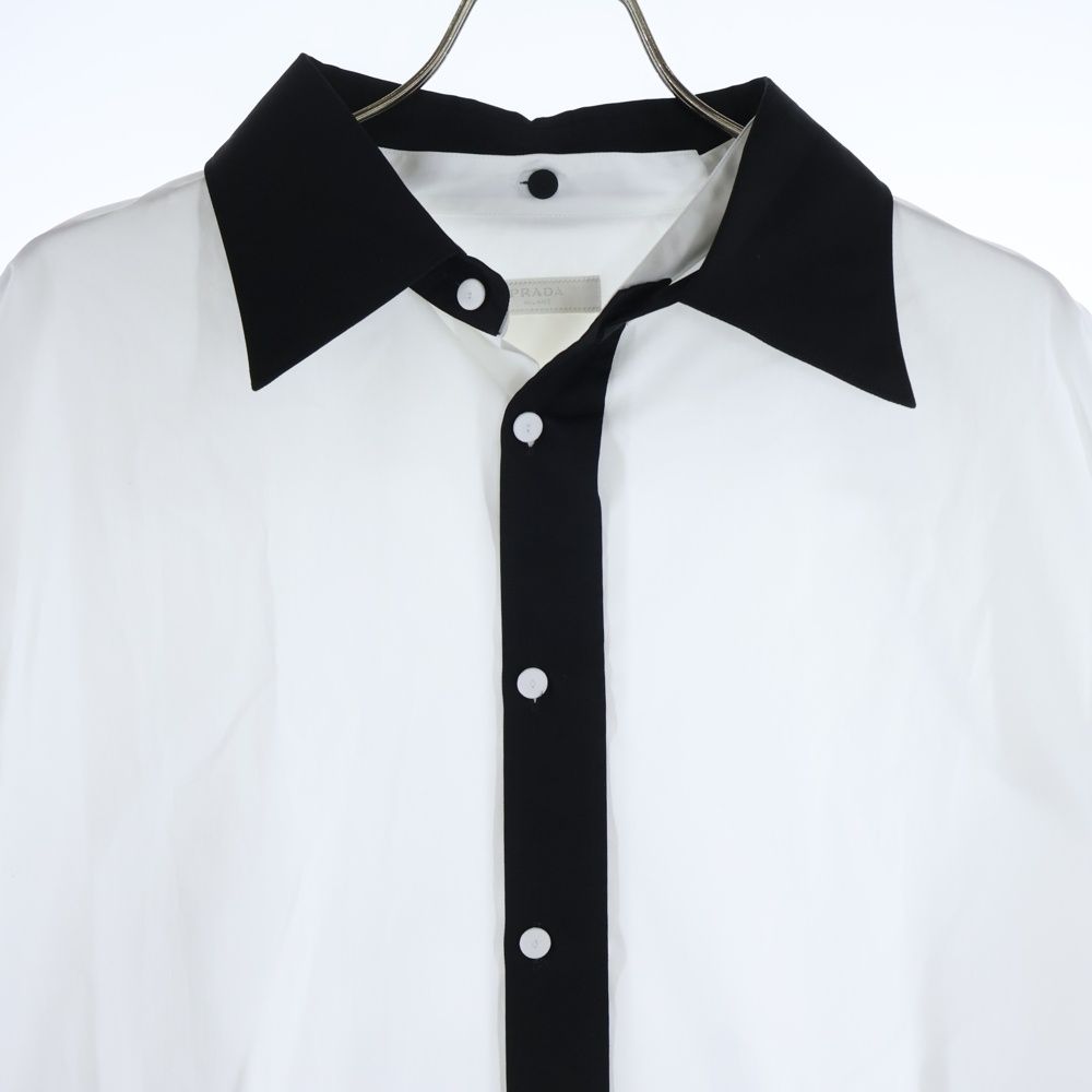 PRADA (プラダ) コットントライアングルロゴ 長袖シャツ ホワイト ACU1