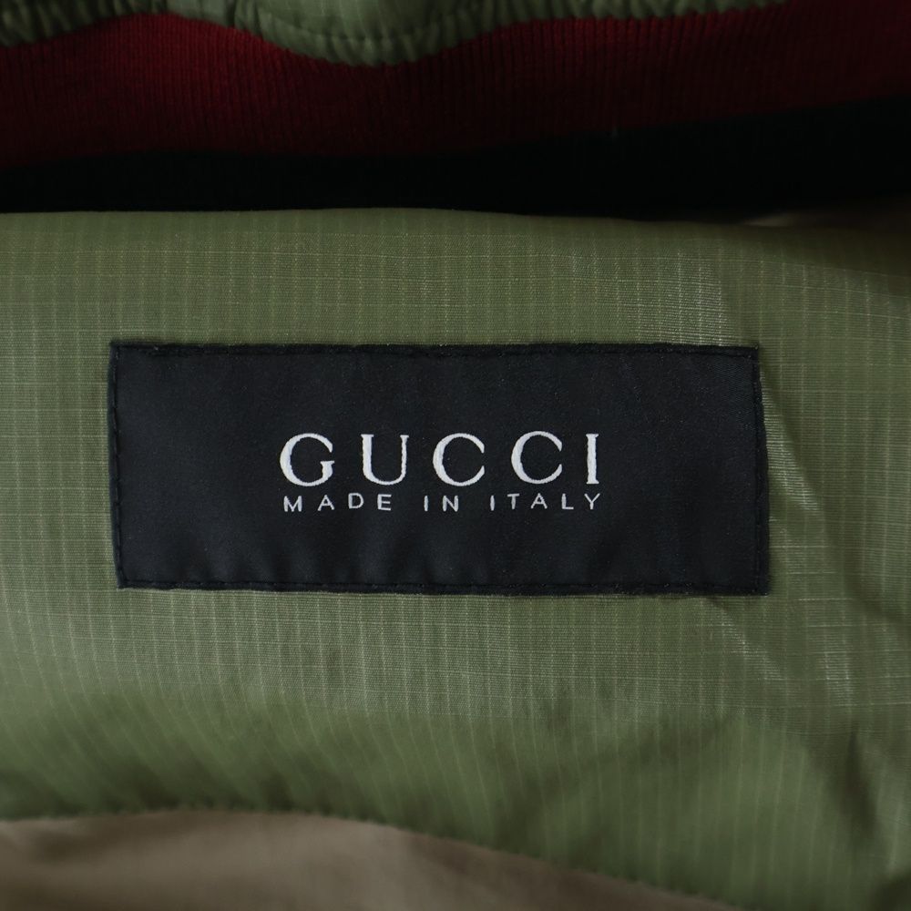 GUCCI (グッチ) ボタンアップ フーデッド ナイロンジャケット カーキ