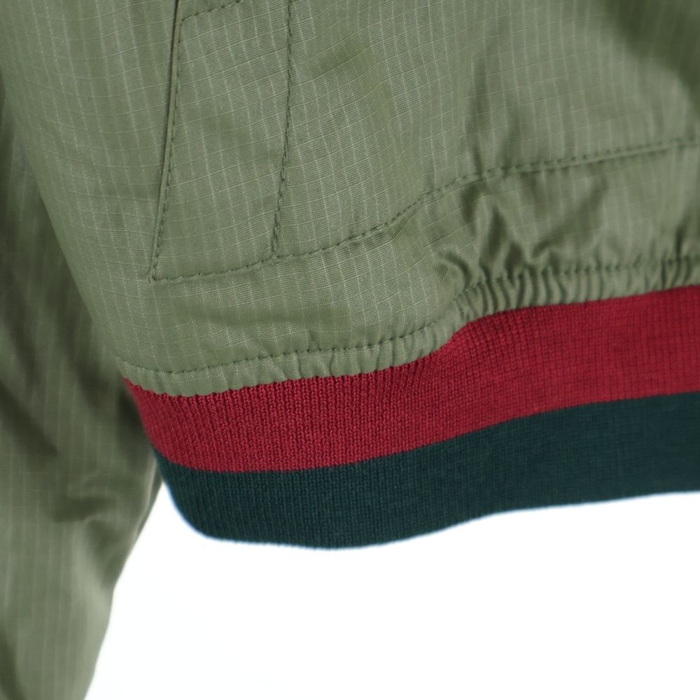 GUCCI (グッチ) ボタンアップ フーデッド ナイロンジャケット カーキ