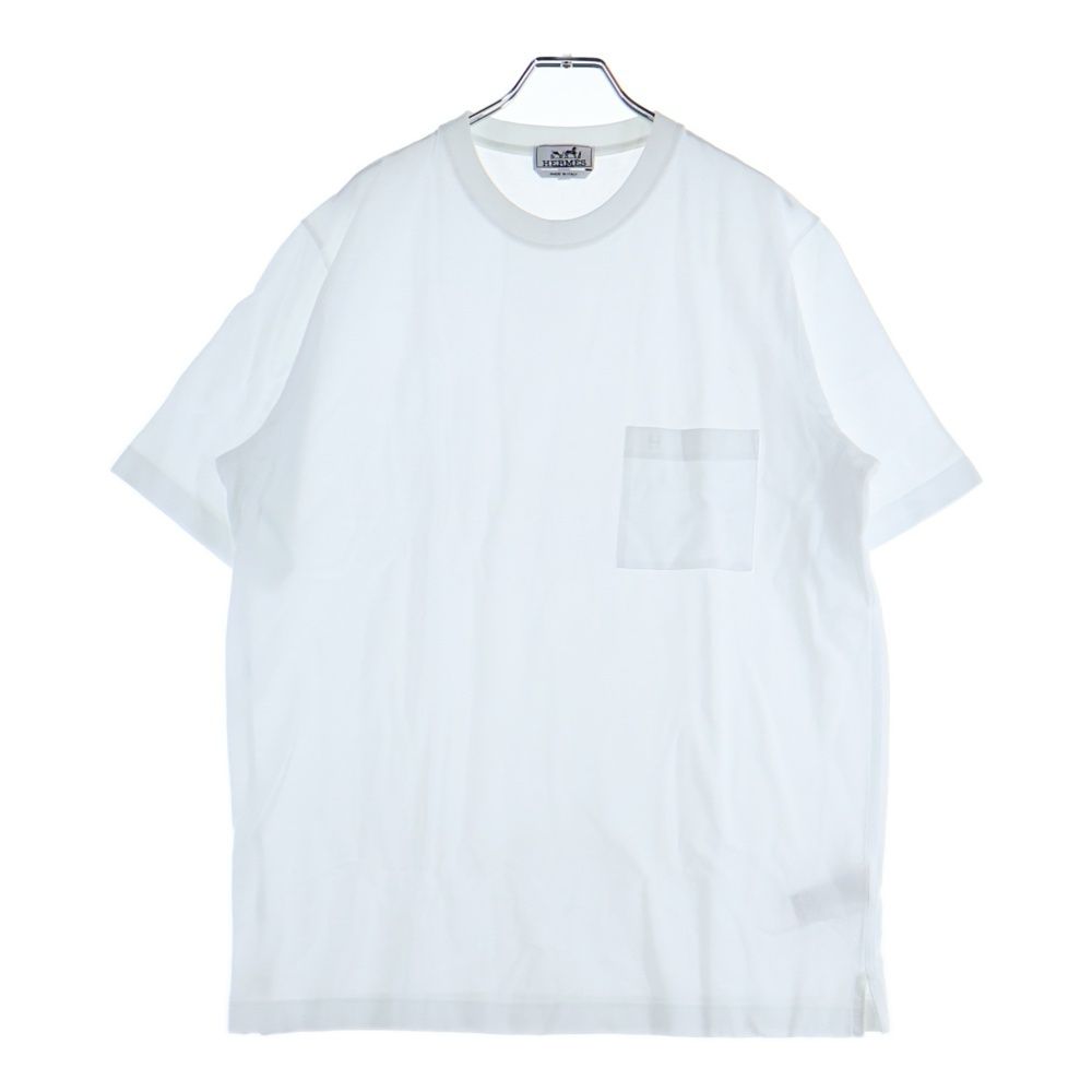 HERMES (エルメス) Hロゴ刺繍 鹿の子 クルーネック 半袖 ポケット T