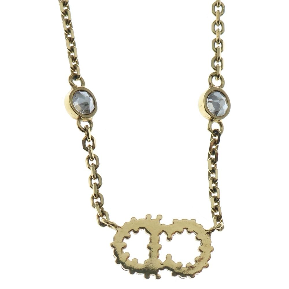 クリスチャンディオール CDロゴ パール ラインストーン チェーンネックレス Christian Dior (クリスチャンディオール) CDロゴ パール ライン