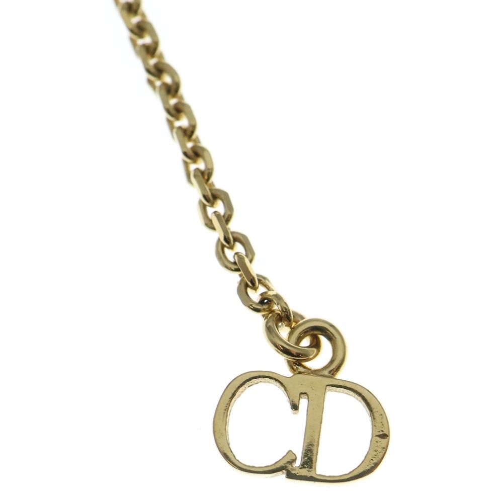 クリスチャンディオール CDロゴ パール ラインストーン チェーンネックレス Christian Dior (クリスチャンディオール) CDロゴ パール ライン