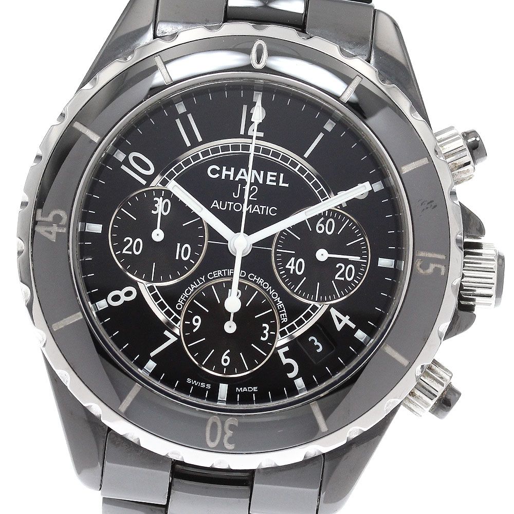 シャネル CHANEL H0940 J12 41MM 黒セラミック クロノグラフ 自動巻き メンズ 箱 保証書付き_935626