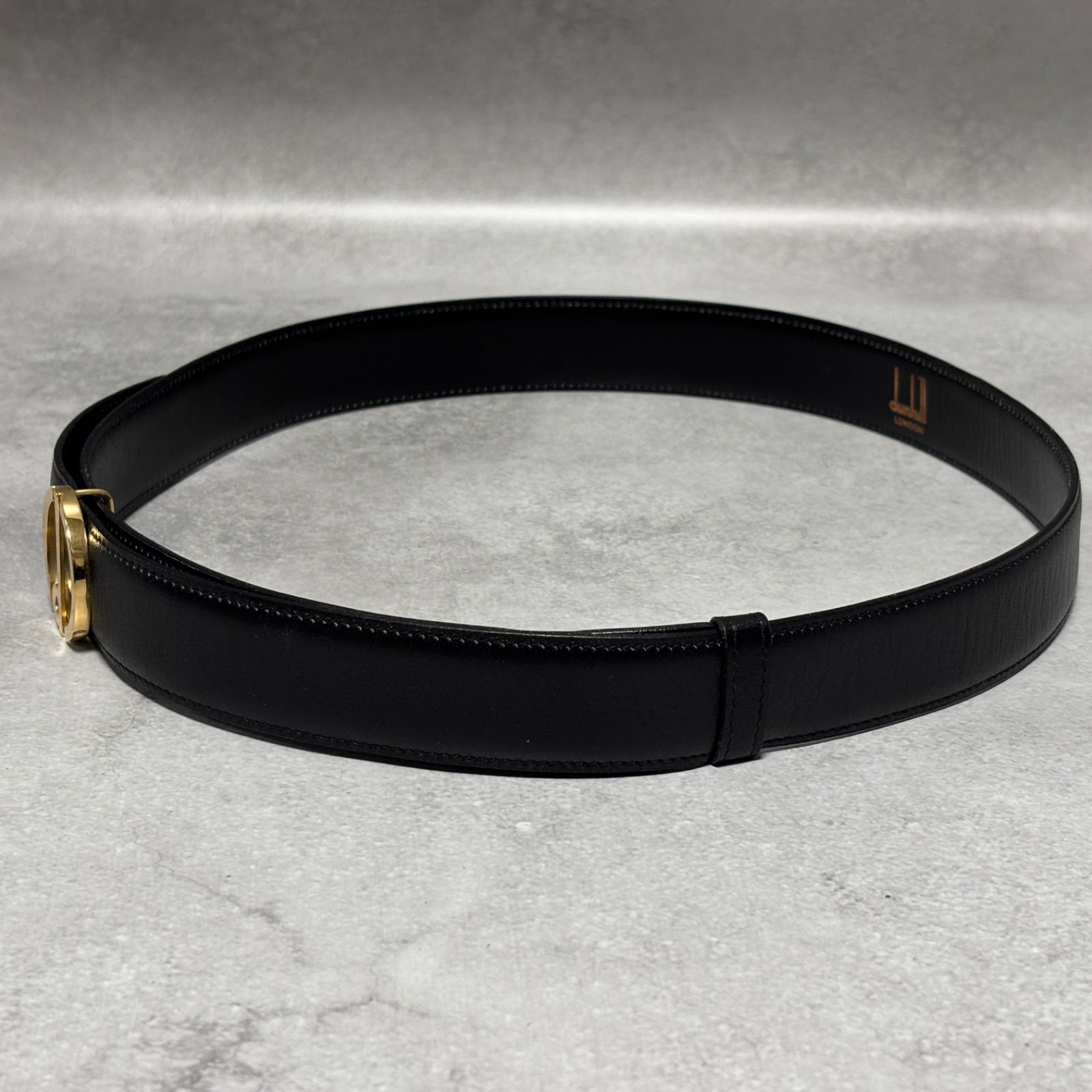 dunhill ダンヒル ベルト レザーベルト ブラック 黒 ゴールド金具 ロゴ