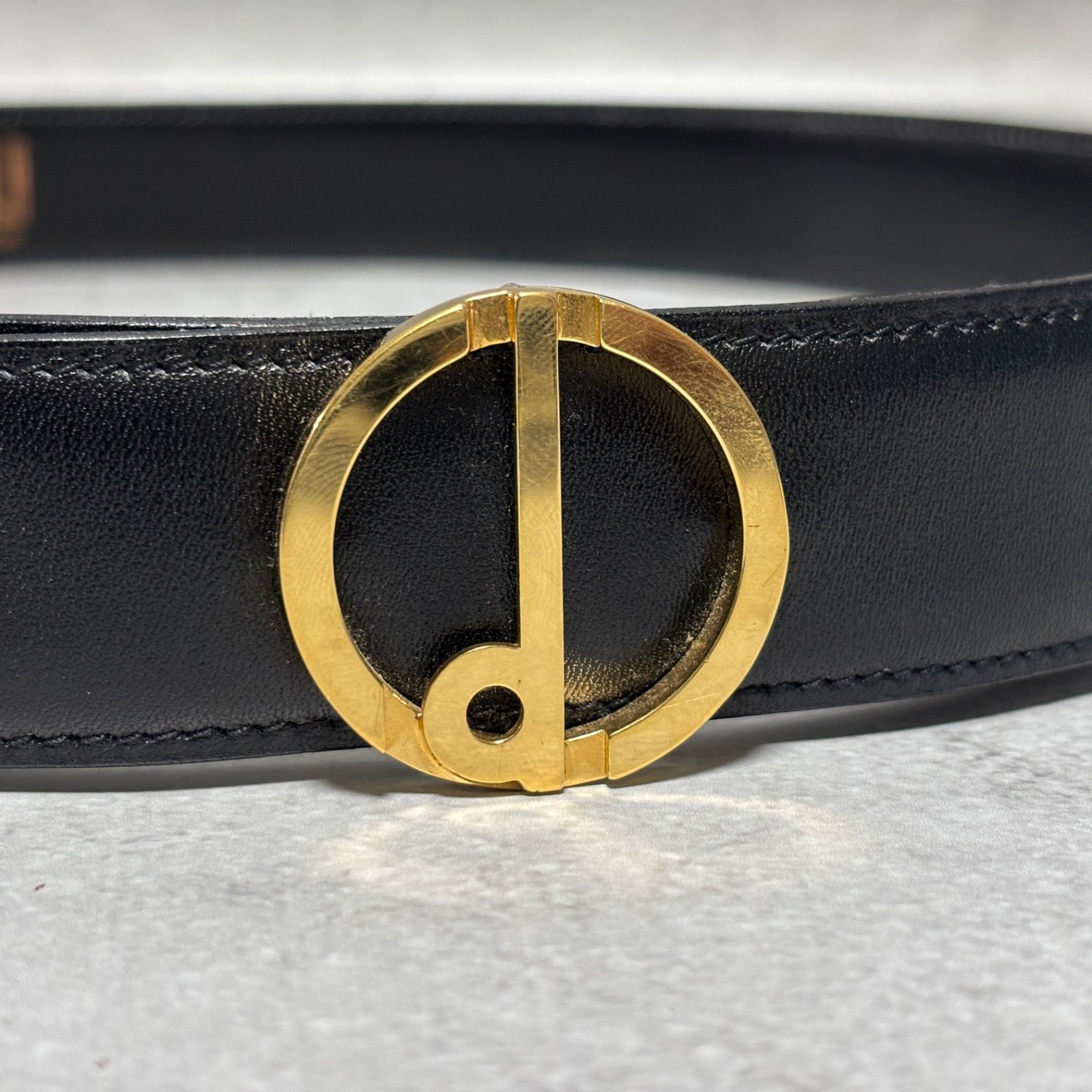 dunhill ダンヒル ベルト レザーベルト ブラック 黒 ゴールド金具 ロゴ