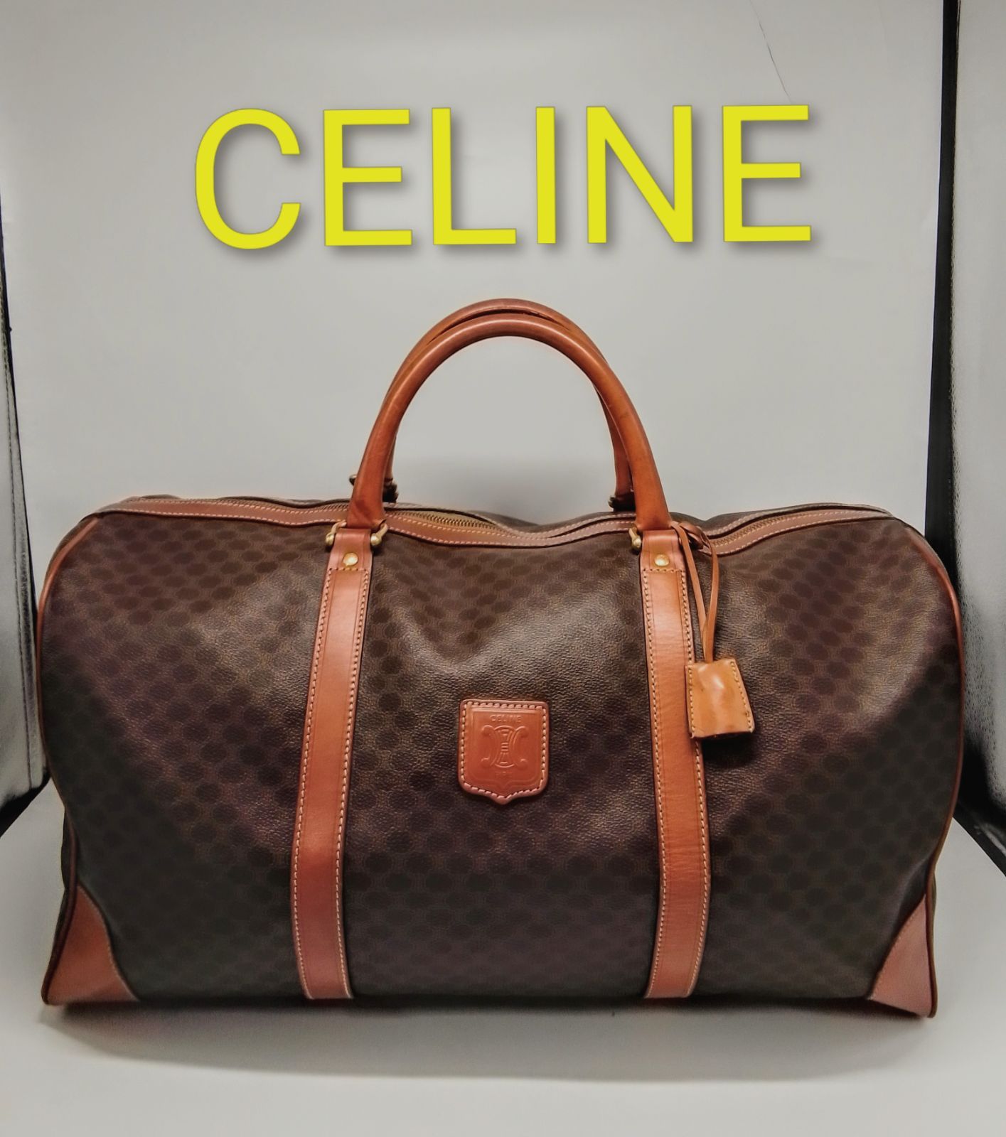 AQG02 セリーヌ 極美品 マカダム ボストンバッグ ゴールド金具