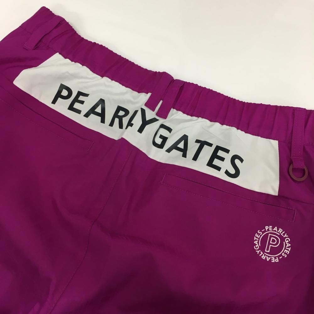 超美品】パーリーゲイツ パンツ パープル×白 チェック地模様 蓄熱裏地