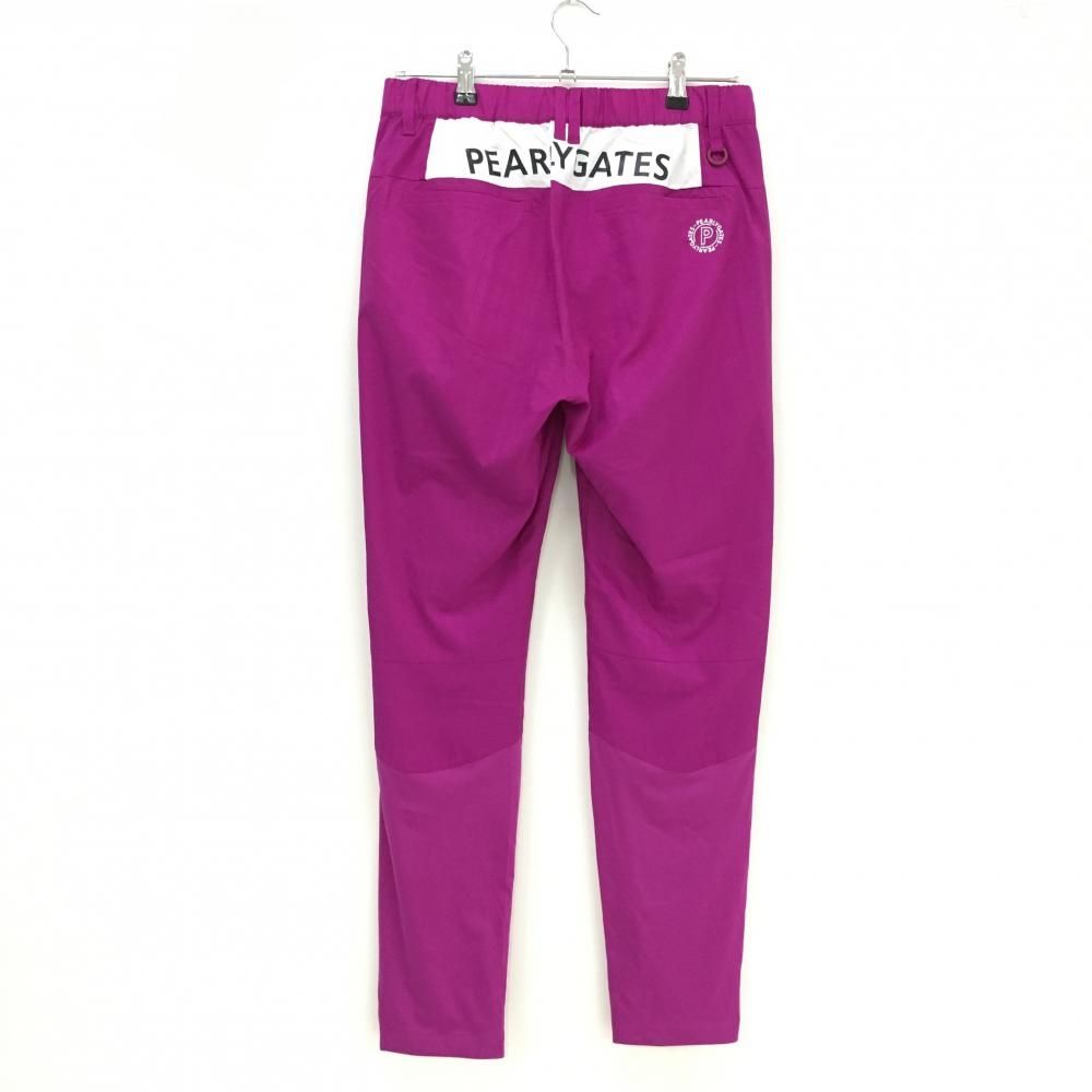 超美品】パーリーゲイツ パンツ パープル×白 チェック地模様 蓄熱裏地