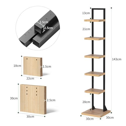 Fuwata 本棚 ブックタワー スリム 6段 大容量 幅30cm×高さ143cm 収納棚