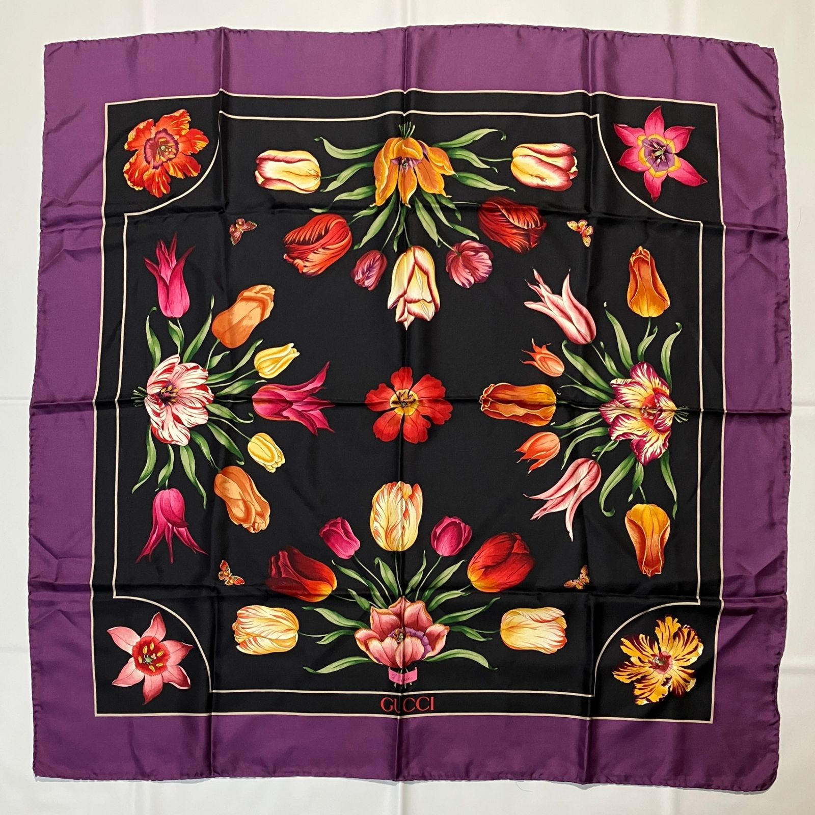 2510-397｜美品｜グッチ スカーフ シルク パープル タグあり - メルカリ