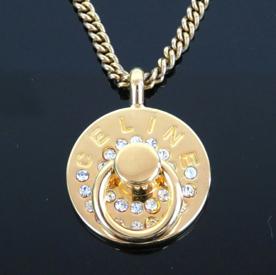 CELINE セリーヌ ラウンドペンダント ラインストーン チェーン