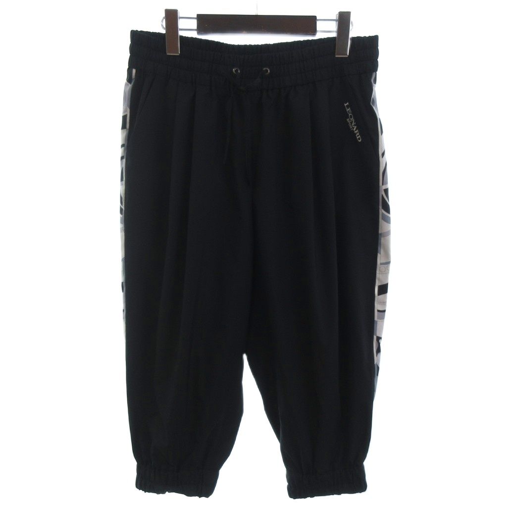 LEONARD SPORT パンツ レオナールスポーツ LEONARD SPORT 七分丈 パンツ サイドライン 黒 42