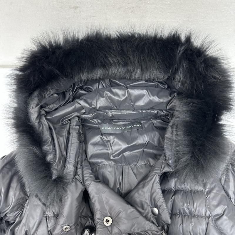 エルマンノ シェルビーノ フード ファー ロング ダウン ジャケット