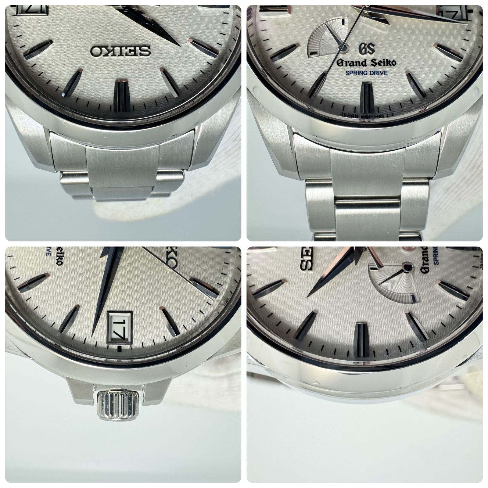  動作良好 OH済み 腕時計 メンズ セイコー SEIKO グランドセイコー SBGA025 9R65 0AG1 スプリングドライブ 白 デイト表示 パワーリザーブ 10気圧防水 人気商品 自動巻き時計 腕時計(アナログ)