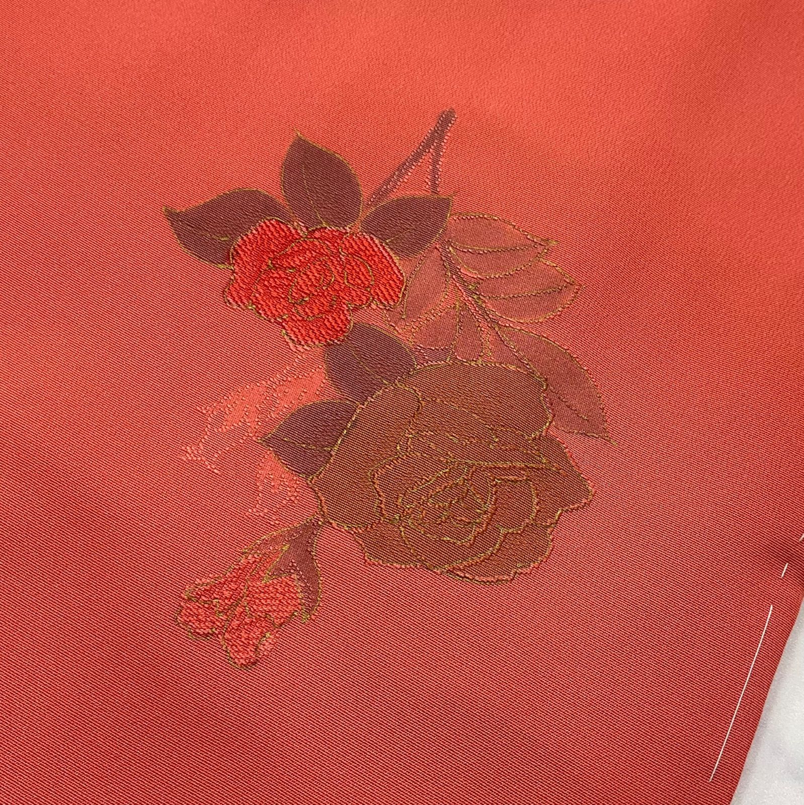 kimono+one◆kimonoarisa◆未使用同然◆羽織◆仕付け糸付き◆裄長◆薔薇◆正絹◆裄67丈83.5◆長羽織道中着道行コート着物帯小紋普段着名古屋帯洒落袋帯半幅帯