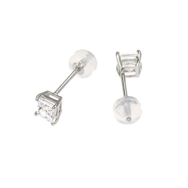 新品 Pt900 プリンセスカット ダイヤモンド ピアス 1.076ct F VS1-2