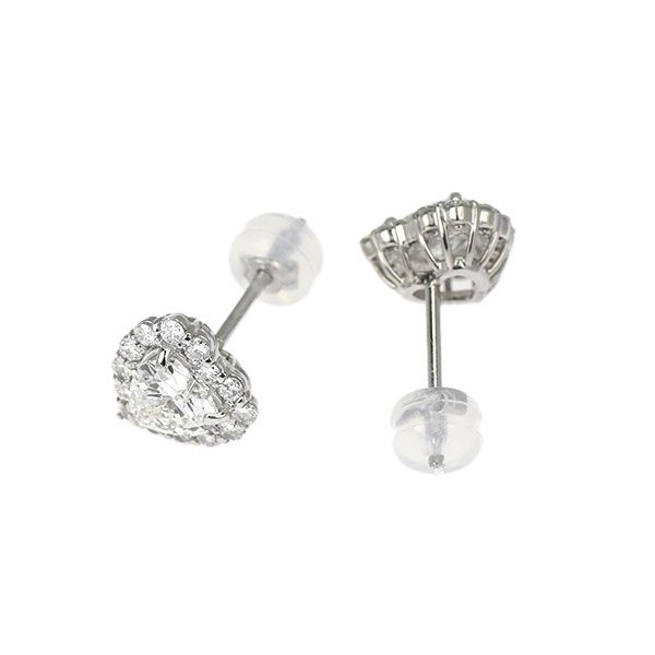 新品 Pt900 ハートシェイプ ダイヤモンド ピアス 1.117ct H SI1-2 D0