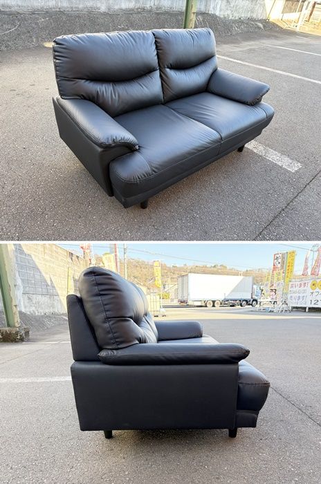  一部地域送料無料 ニトリ ２人掛けソファ N シールド ビニールレザー張り ブラック F RA 230 0113A 幅100cmソファ 2人掛け 3人掛けソファ ソファ ソファベッド