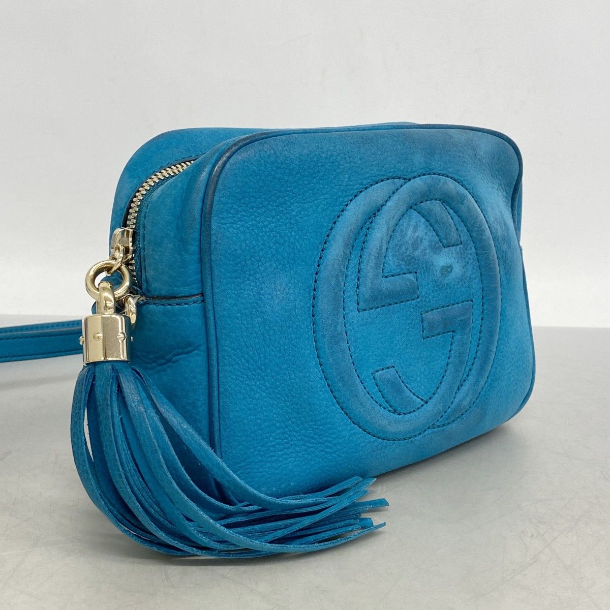 6ac1856】グッチ ショルダーバッグ ソーホー 308364 レザー ブルー